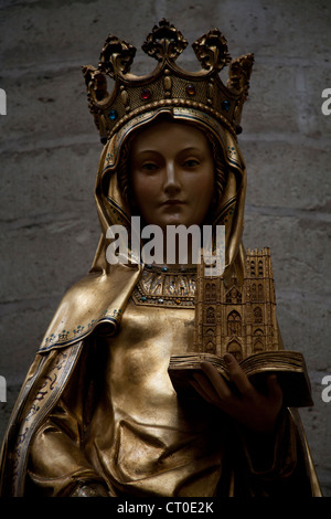 Statue of Saint Gudula in the Cathedral of Brussels Belgium Stock Photo