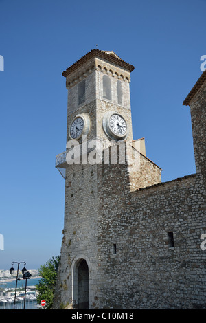 Clock tower of Notre Dame de l Esperance, La Suquet, Cannes, Côte d'Azur, Alpes-Maritimes, Provence-Alpes-Côte d'Azur, France Stock Photo