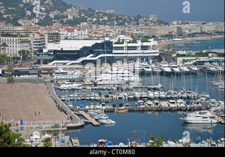 Town and port from Place de la Castre, La Suquet, Cannes, Côte d'Azur, Alpes-Maritimes, Provence-Alpes-Côte d'Azur, France Stock Photo