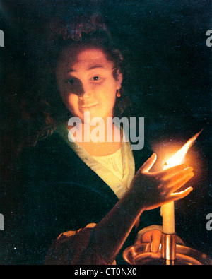 Girl with a Candle – Godfried Schalcken Stock Photo