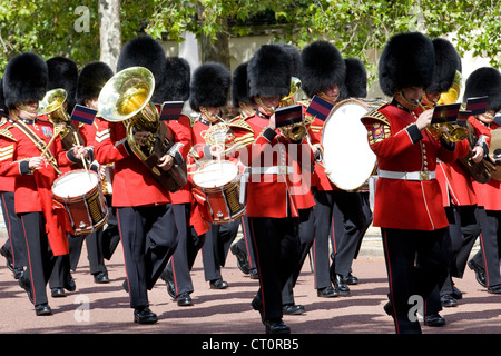 16th of June Guardsmen marching down the mall for the Trooping the Colour in celebration of the Queens Birthday in London Stock Photo