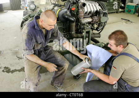 German ISAF repair unit, Camp Warehouse Stock Photo