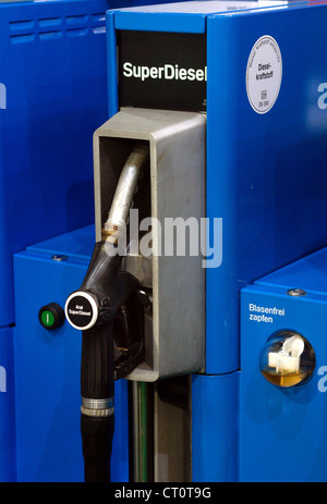 Diesel fuel pump at a gas station Stock Photo