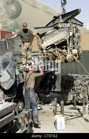 German ISAF repair unit, Camp Warehouse Stock Photo