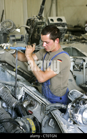 German ISAF repair unit, Camp Warehouse Stock Photo