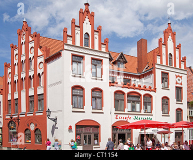 ice cream parlour at the market square, Wismar, Mecklenburg-West Pomerania, Germany Stock Photo
