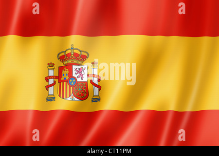 Spain flag, three dimensional render, satin texture Stock Photo