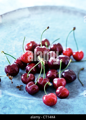Vertical shot ripe red cherries in the wicker basket Stock Photo - Alamy