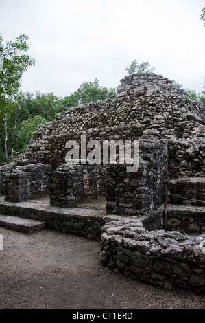 Coba's Ball Court is one of the landmark ruins in Yucatan Mexico's Riviera Maya region. Stock Photo