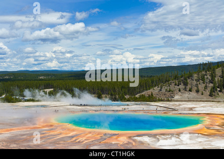 Aerial view of Grand Prismatic Spring Midway Geyser Basin Yellowstone National Park Wyoming USA United States of America
