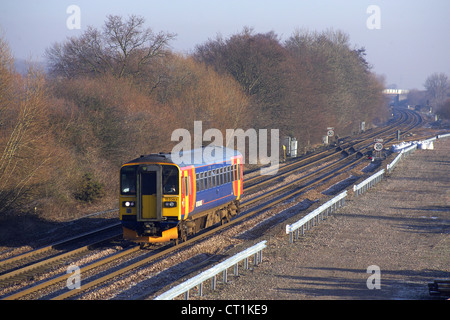 East Midlands train class 153 no 153383 passes through stenson junction with 1K13 1240 Derby to Crewe on 14/01/12. Stock Photo