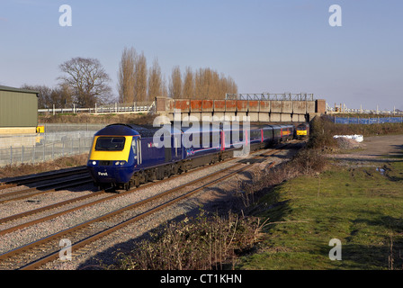 first great western HST at Challow, on the great western mainline Stock Photo