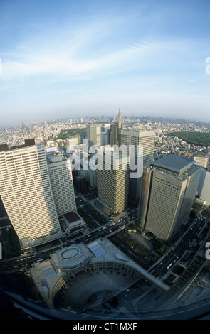 Japan, Tokyo, city skyline as seen from the 45th floor of the Tokyo Metropolitan government offices in Shinjuku. Stock Photo