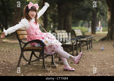 Girl in kawaii gothic clothes; lolita clothing; pretty pink fashionable  clothes; lolita style fashion Japan; trendy Japanese fashions; Harajuku  Tokyo Stock Photo - Alamy