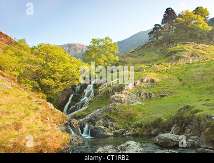 Waterfalls, Cwn y Llan, Watkin Path, Snowdonia National Park Gwynedd North Wales UK, Late Spring Stock Photo