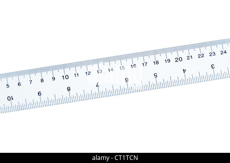 Plastic transparent Ruler with white background Stock Photo
