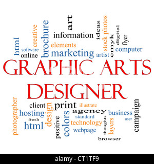 Graphic Arts Designer Word Cloud Concept with great terms such as software, html, client, design, illustrate and more