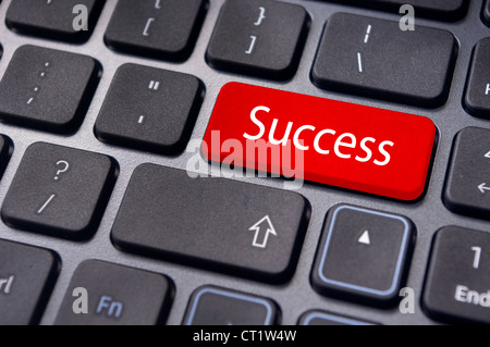 concept of success, with a message on enter key of keyboard. Stock Photo