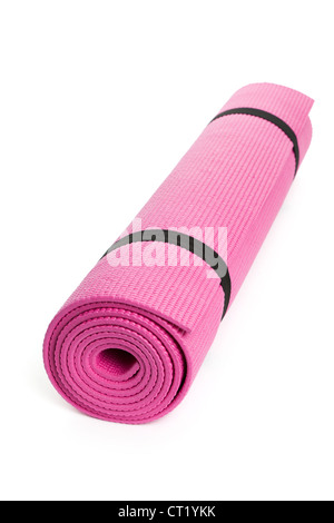 Pink Yoga Mat with White Background Stock Photo - Alamy