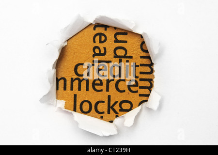 Credit on paper hole Stock Photo