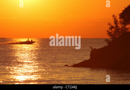 Lake Erie Sunset. From Catawba Island State Park, Catawba Island, Port Clinton, Ohio, USA. Stock Photo