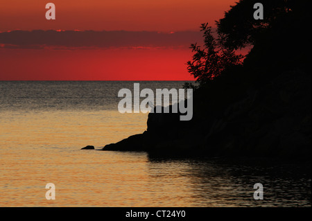 Lake Erie Sunset. From Catawba Island State Park, Catawba Island, Port Clinton, Ohio, USA. Stock Photo