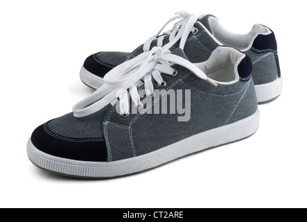 Classic grey sneakers isolated on white Stock Photo