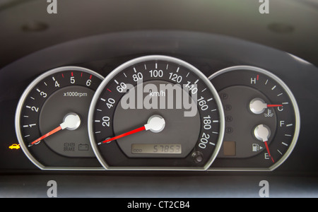 Speedometer and other gauges in the car