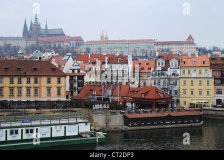 Prague Castle and Vltava River, Prague, Czech Republic - Mar 2011 Stock Photo