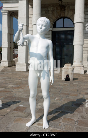 'Boy with Frog' Statue now removed from the Punta della Dogana Venice Stock Photo