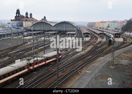 Prague main railway station (Praha Hlavni Nadrazi), Prague, Czech Republic - Mar 2011 Stock Photo