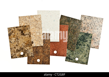 Assorted kitchen counter samples isolated on white background Stock Photo