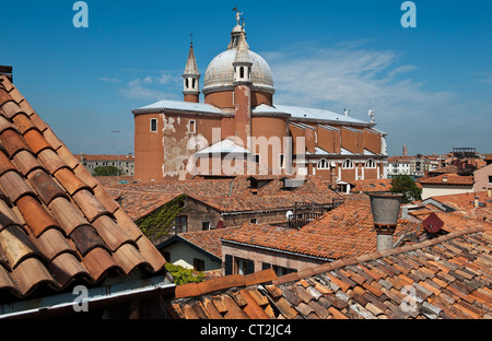 A rooftop view of the church of Il Redentore on the Giudecca in Venice, Italy. It was designed by Andrea Palladio and built between 1577 and 1592 Stock Photo