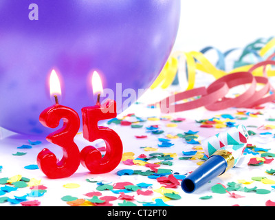 Birthday-anniversary candles showing Nr. 35 Stock Photo