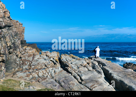 Middle Eastern tourists in traditional dress at the Cape of Good Hope, South Africa Stock Photo
