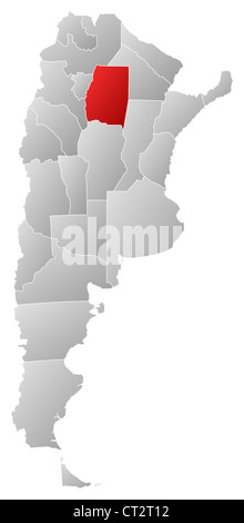 Political map of Argentina with the several provinces where Santiago del Estero is highlighted. Stock Photo