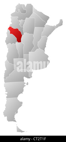 Shape of La Rioja, province of Argentina, with its capital isolated on ...