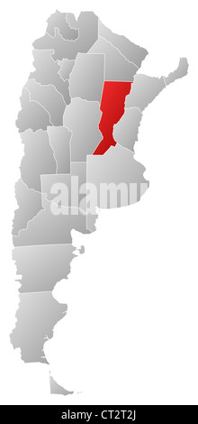 Political map of Argentina with the several provinces where Santa Fe is highlighted. Stock Photo