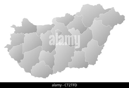 Political map of Hungary with the several counties. Stock Photo