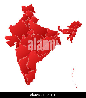 Political map of India with the several states. Stock Photo