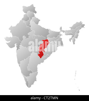 Political map of India with the several states where Chhattisgarh is ...