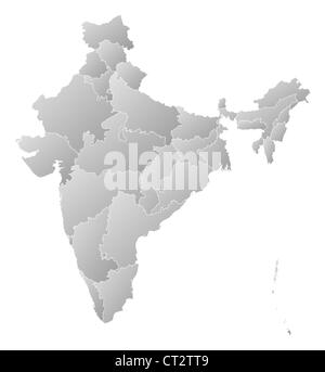 Political map of India with the several states. Stock Photo