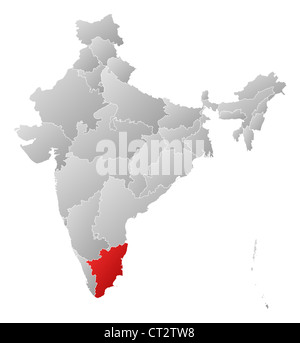 Tamil Nadu India Map grey Stock Photo - Alamy
