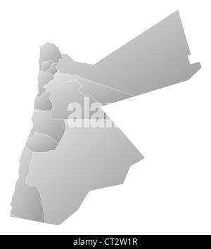 Political map of Jordan with the several governorates. Stock Photo