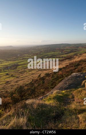 View from the Roaches towards Bosley Cloud, the Roaches,Staffordshire,Peak District National Park, England, UK Stock Photo