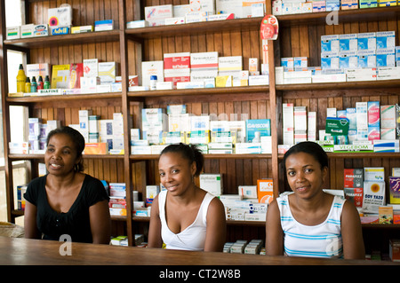 Pharmacy interior, Tamatave, Madagascar Stock Photo