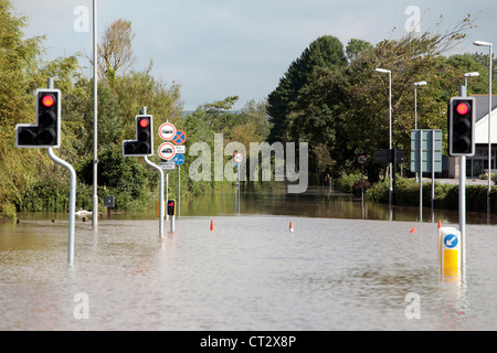 Weymouth Rains Flood the Town Prior to the Weymouth Sailing Olympics This Month with Roads Underwater Stock Photo