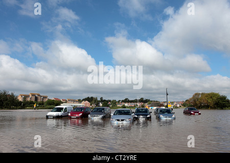 Weymouth Rains Flood the Town Prior to the Weymouth Sailing Olympics with Cars Underwater Stock Photo