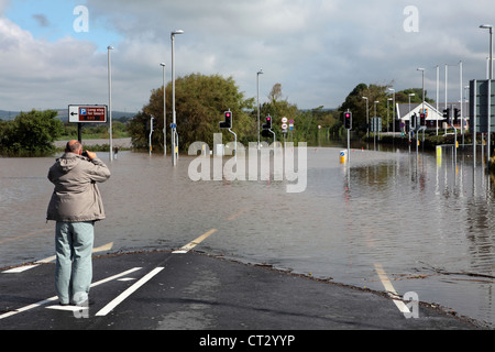 Weymouth Rains Flood the Town Prior to the Weymouth Sailing Olympics with Roads Underwater Stock Photo