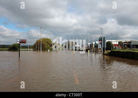 Weymouth Rains Flood the Town Prior to the Weymouth Sailing Olympics with Roads Underwater Stock Photo